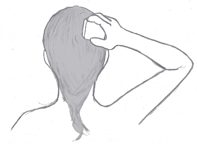 Golconda - Zeichnung einer Frau, der sich die Haare wäscht mit Haarseife